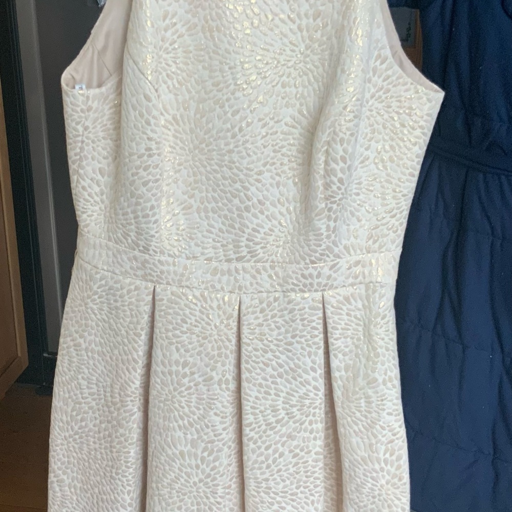 David's Bridal Textured Cream Dress